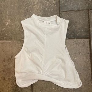 White, high neck crop top
